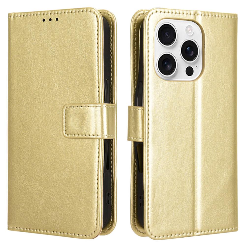For iPhone 16 Pro Max Case Crazy Horse Texture PU Leather Phone Wallet Cover