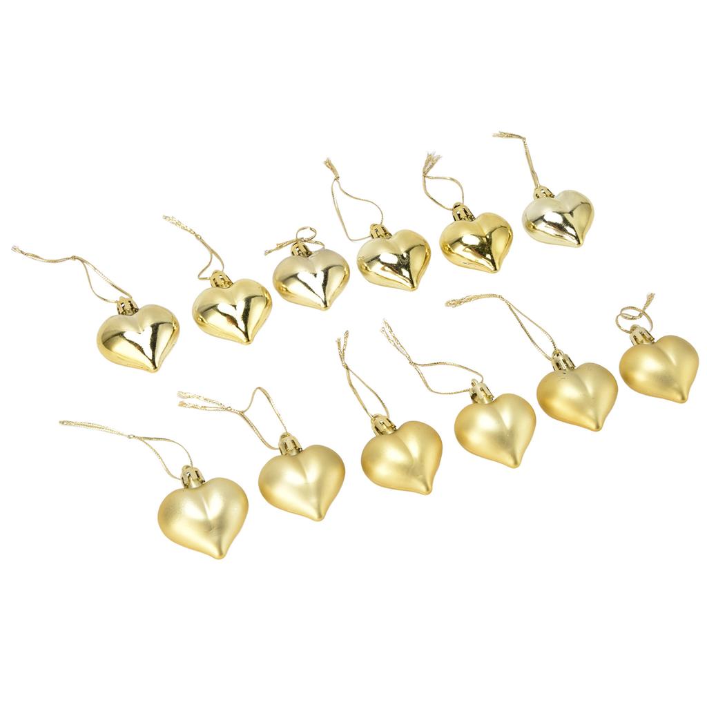 12pcs Christmas Ornament Heart Shape PVC Christmas Tree Hanging Decorations for Valentine"s Day