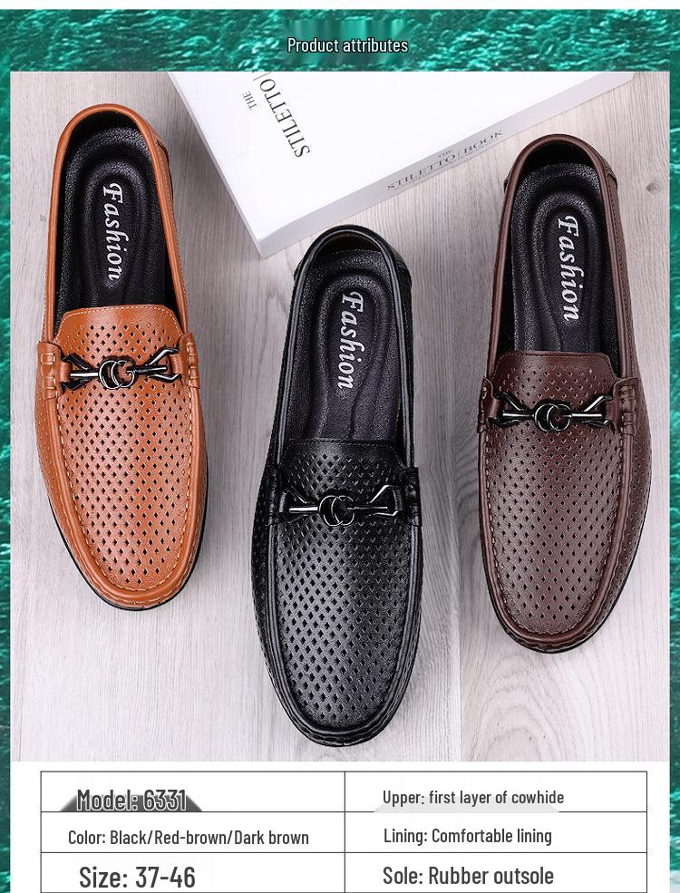 Herren Sommerschuhe aus atmungsaktivem Echtleder - Loafer mit weicher Sohle zum Hineinschlüpfen - Fahrerschuhe