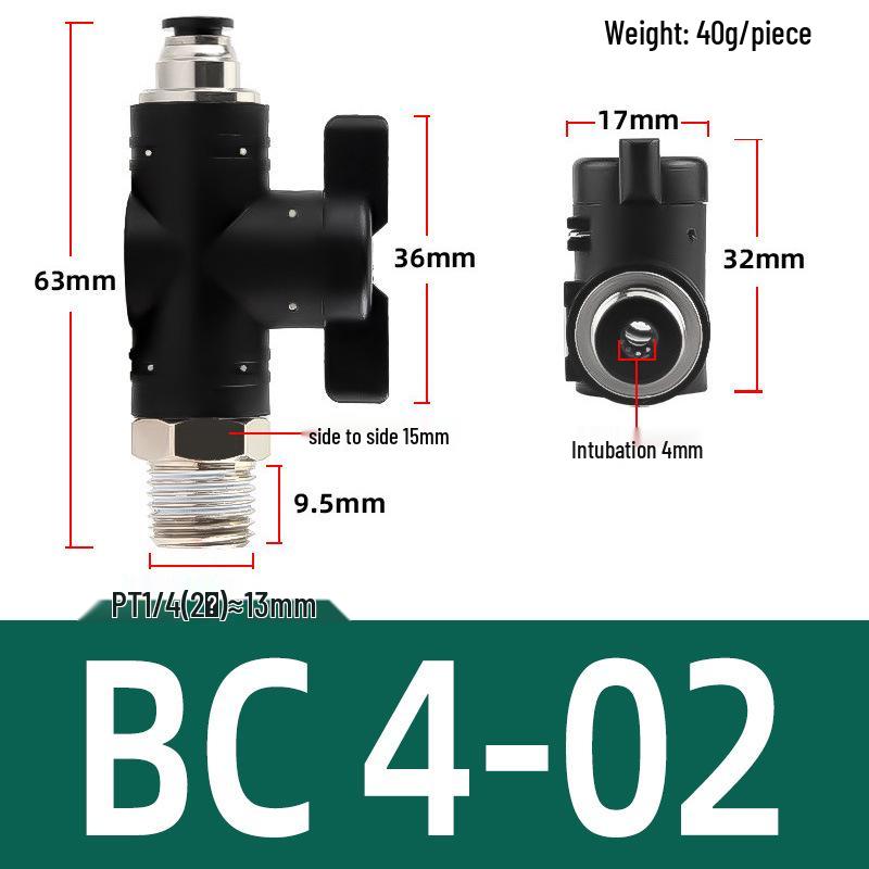 Pneumatic Hand Valve Set with Quick-Plug Connectors BUC 4/6/8/10mm