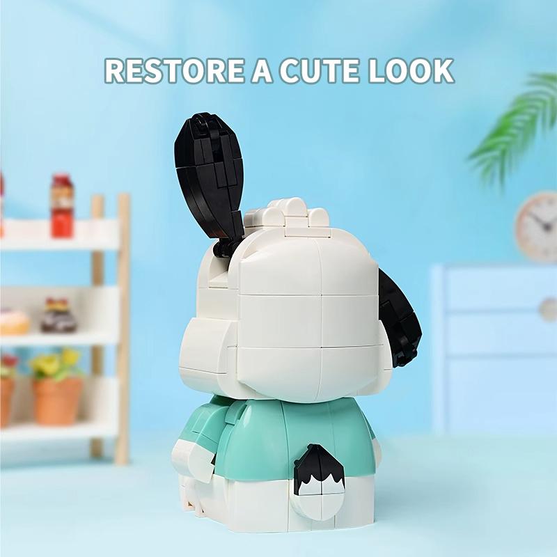 Sanrio Pochacco Stavebnice Domácí Pes Zvířata Skládačka Cihličky Hračky Vzdělávací Hračky pro Děti Stolní Ozdoby Narozeninové Dárky