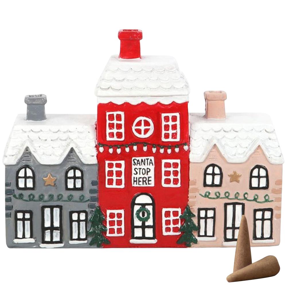 

Рождественская тематическая курильница для благовоний, коническая курильница для благовоний, статуэтка в виде деревенского домика, настольное украшение из смолы, уникальные подарки для женщин и мужчин