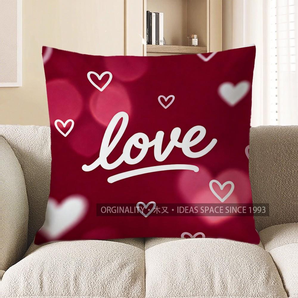 

2D Red Love Heart-Patterned Throw Pillow Cover Pattern Cushion Cover Suitable For Sofa Bedroom Car Pillow Cover 40x40cm