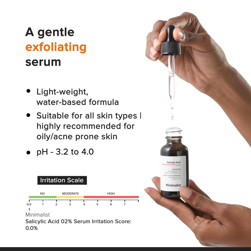 Minimalist 2% Salicylic Acid Serum for Acne & Blackheads | BHA Exfoliating Anti Acne Serum for Pore Cleansing & Oil Control | Pore Tightening Treat