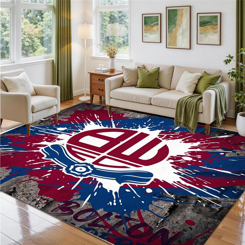 Bolton Wanderers FC Design Crystal Velvet Rug Soft Decorative Mat for Bedroom Entrance