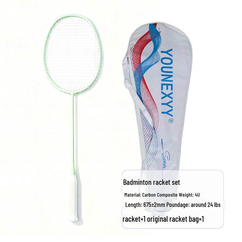 Women's Ultralight Carbon Fiber Badminton Racket Set for Beginners and Professionals - Durable Training Gear