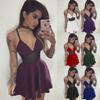 Women's Clothing Contrasting Color Transparent Sexy Suspender Dress Short Dress Deep Dress
