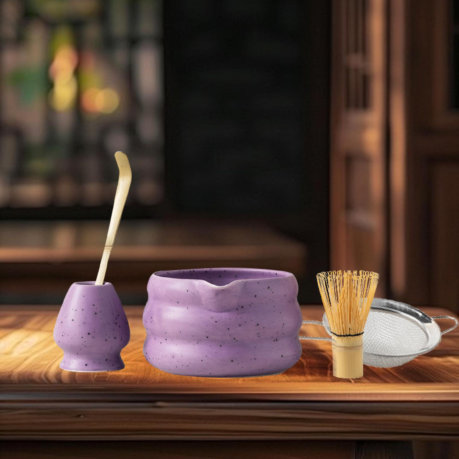 

5 предметов японский набор матча аксессуары инструменты для приготовления чая ручной работы церемониальные наборы для фиолетовый