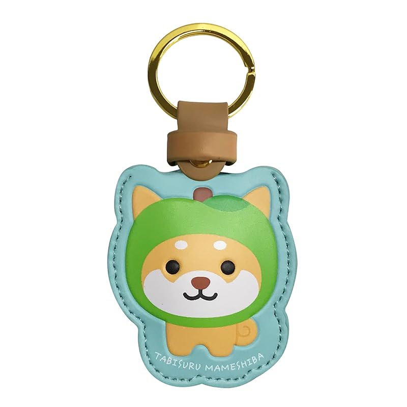 

[LamPlanning] [Traveling Mameshiba] PU leather case key ring key ring air tag AirTag smart tracker (Apple (green))