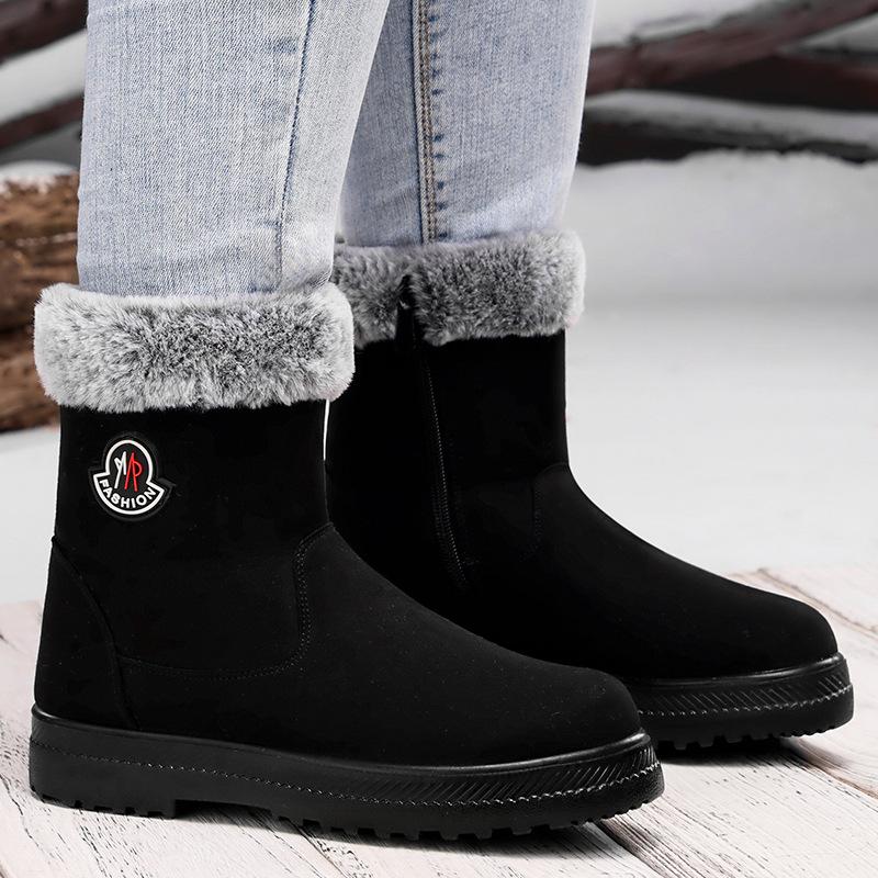 Damen modische vielseitige warme gefütterte Fersenlasche ein Fußsteg bequem weich elastisch stoßfest wasserdicht rutschfest Freizeit Schneestiefel Baumwollschuhe