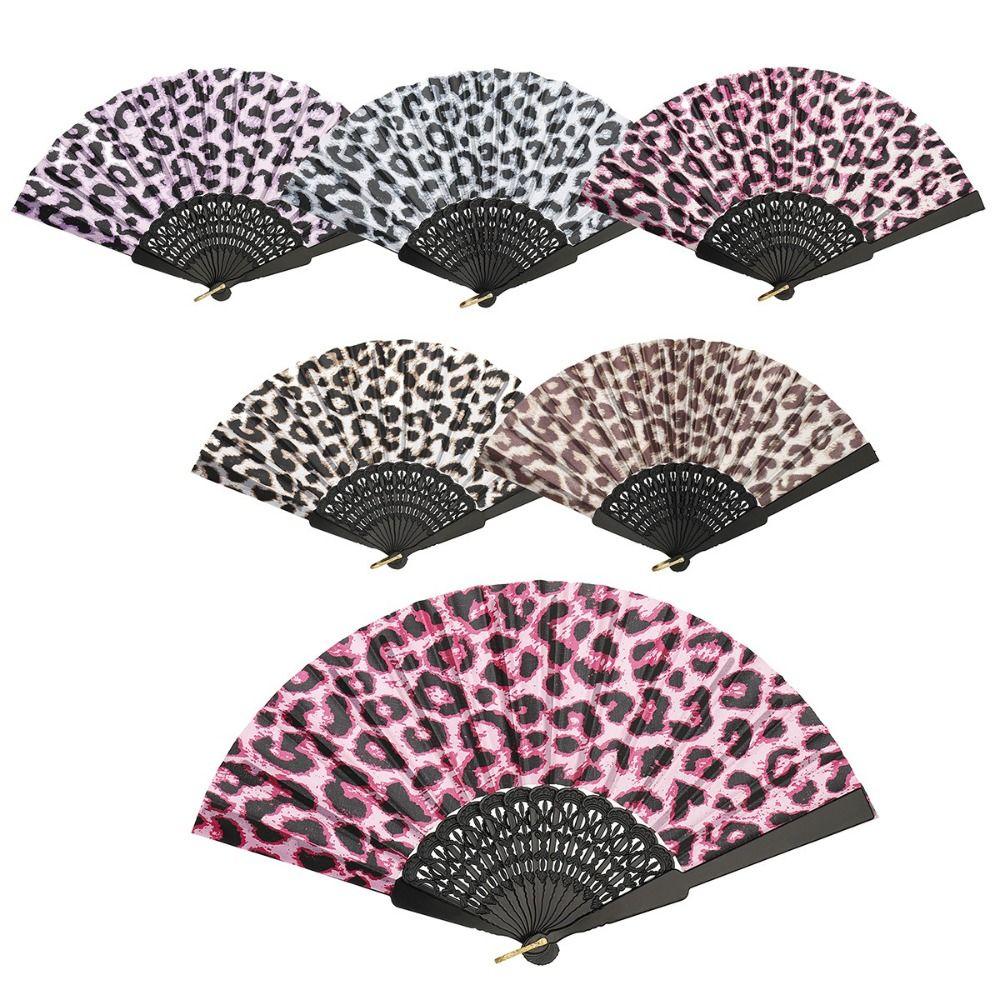 Cloth Hand Fold Fan Leopard Print Dance Fan Portable Performance Fan  Performance Decor