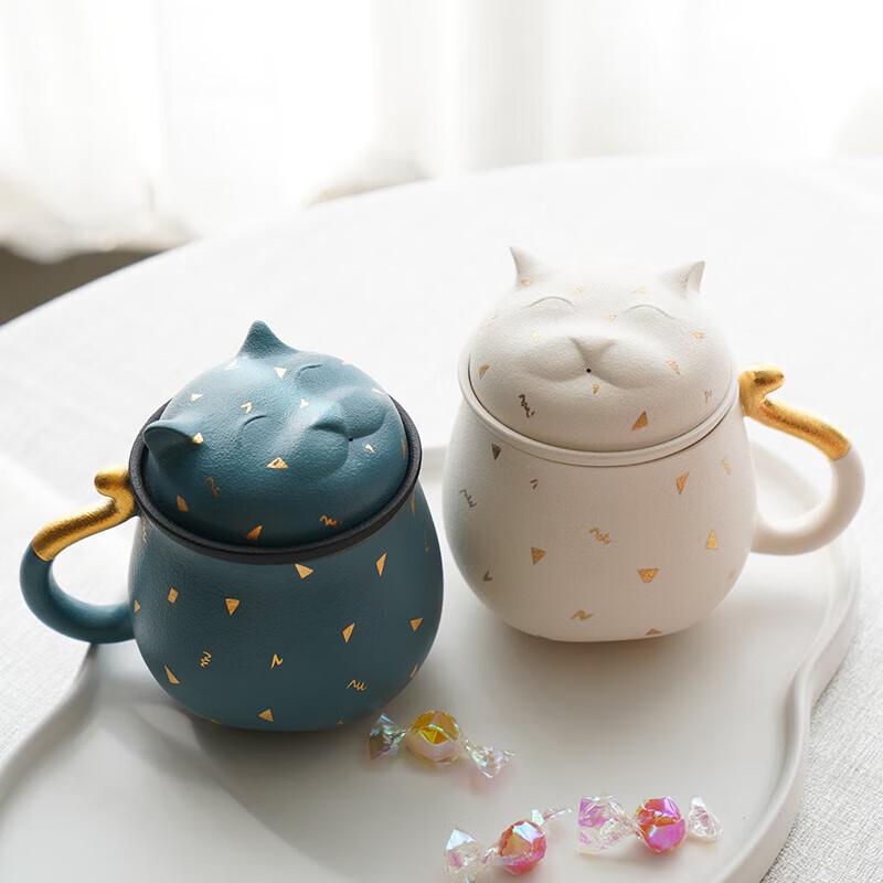 Edenus Lucky Cat Ceramic Tea Mug with Filter