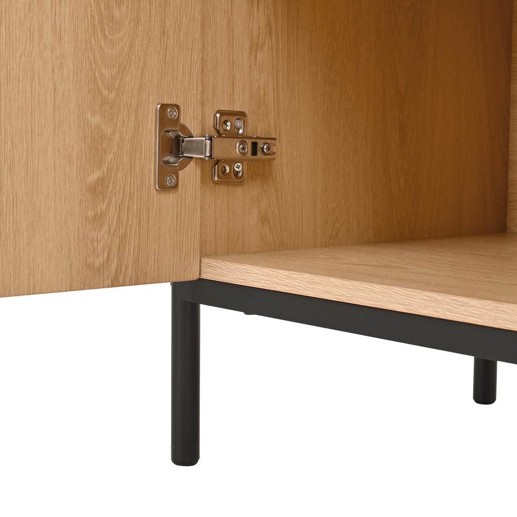 Modern Sideboard with Geometric Structure, Double Doors, Middle Drawer, Multifunctional Storage Cabinet for Living/Dining Room