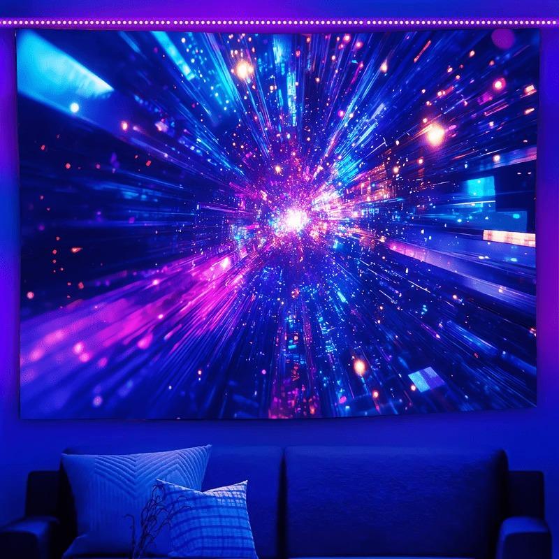 Ultraviolet Cosmic Black Hole Luminous Tapestry, Indoor Mood To Create Atmosphere, Psychedelic Luminous Art, Bedroom Decoration