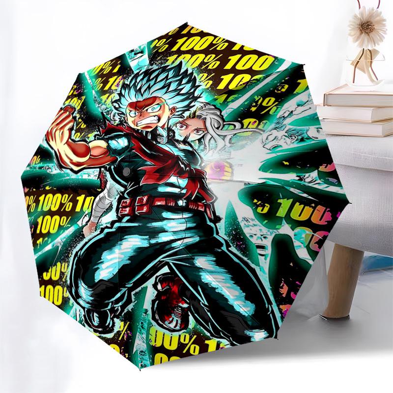1pc My Hero Academia Boku No Hero Academia Izuku Midoriya Katsuki Bakugo Outdoor Umbrella Automatic Opening and Closing Portable Three-Fold Design 8 B