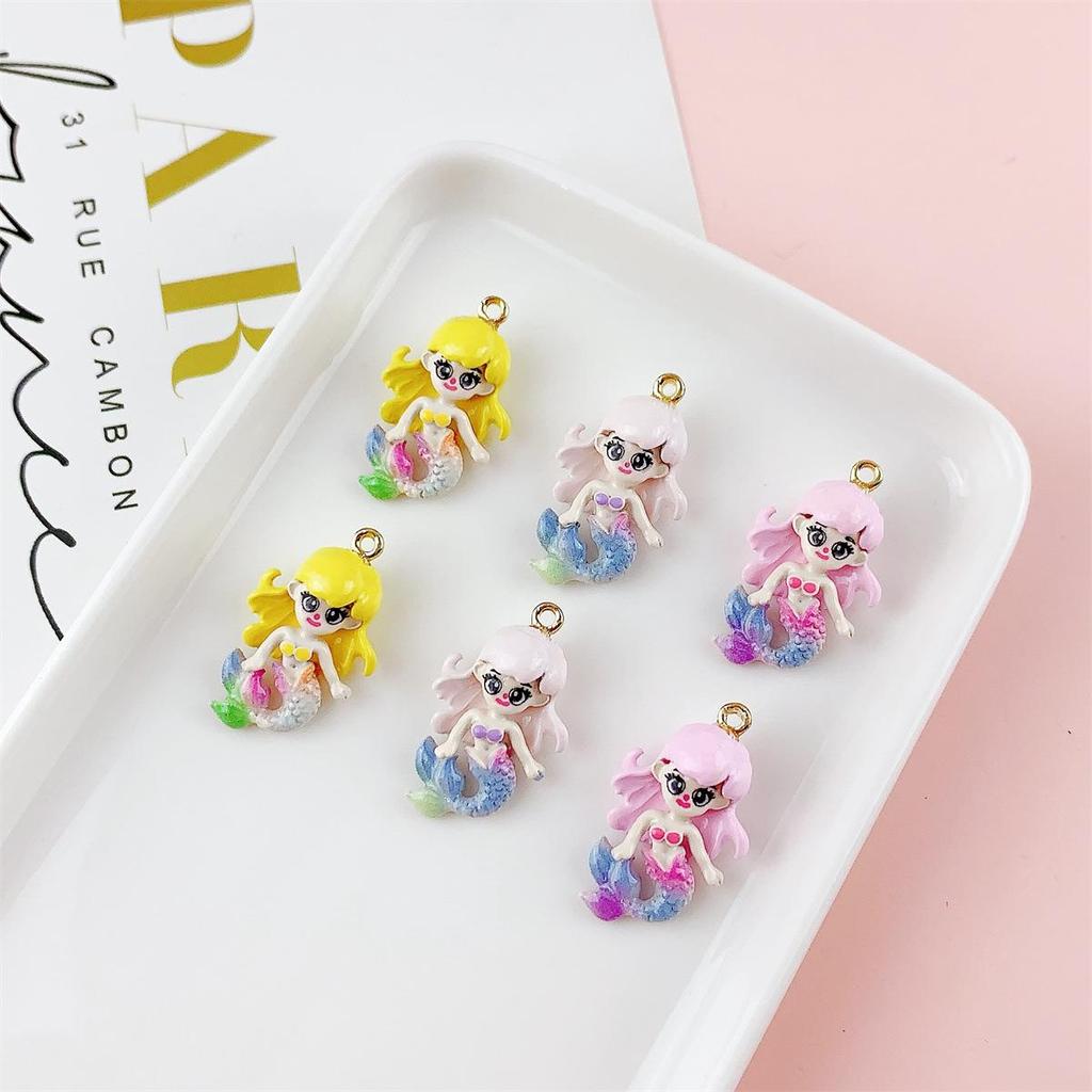 Colorful 3D Mermaid Princess Pendant for DIY Jewelry