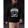 Men'S Father'S Day Pattern Sweatshirt - Casual Athletic Style Long Sleeve Round Neck Pullover.