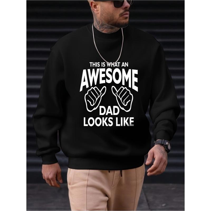 Men'S Father'S Day Pattern Sweatshirt - Casual Athletic Style Long Sleeve Round Neck Pullover.