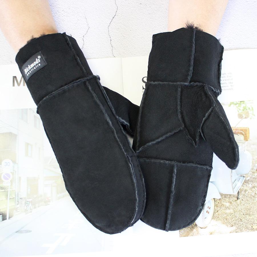 Winter Warm Sheepskin Fur Mittens Men's Thickened Windproof and Cold-Proof Wool Lining Plus Fertilizer Increase Leather Gloves