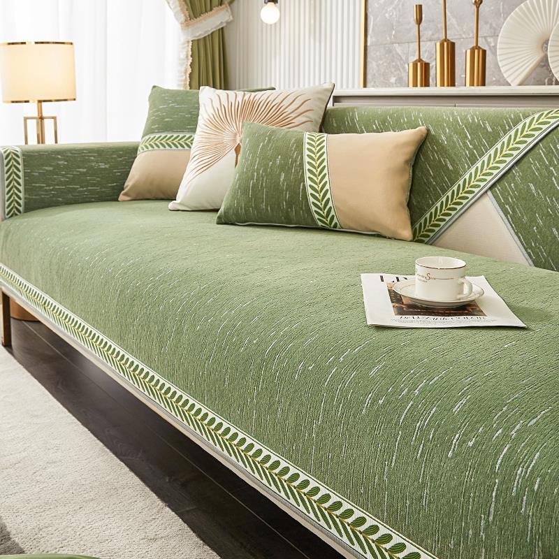 1pc Solid Color Sofa Cushion Four Seasons Universal Anti-slip Backrest Towel Cushion All-inclusive