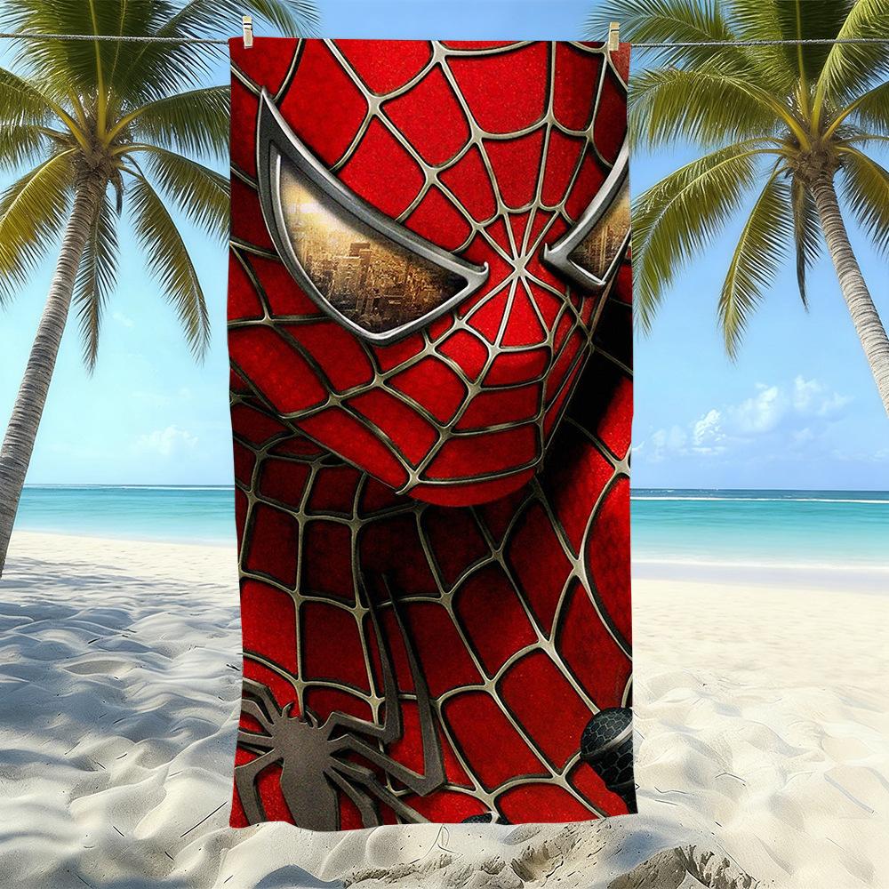 Toalla de Playa con Estampado de Dibujos Animados de Marvel Spider-Man, Natación en la Costa, Secado Rápido, Suave y Agradable para la Piel, Playa de Vacaciones