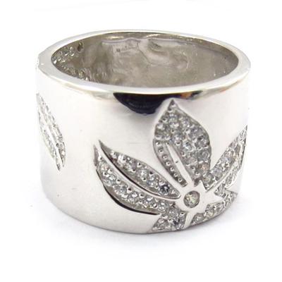 Silver Ring 'Flora' White
