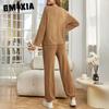 GMXIA Women's Homewear Suit Autumn and Winter Long-sleeved Drawstring Trousers Two-piece Suit Pajamas
