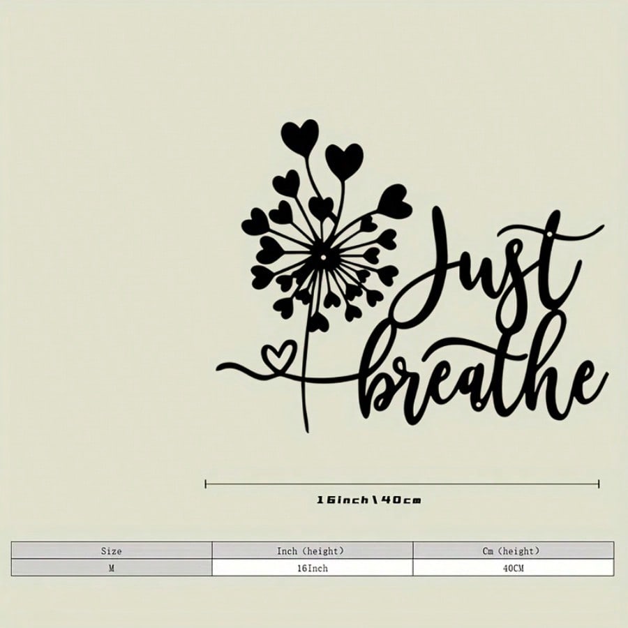 Just Breathe Metal Wall Art Dandelion Design Black Iron Inspirational Home Decor Gift разноцветный