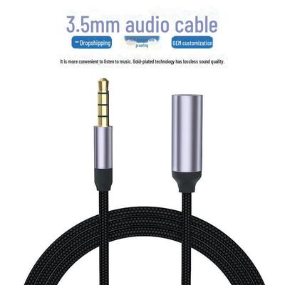 3,5 mm Stecker auf Buchse Geflochtenes Kopfhörer-Verlängerungskabel mit Aluminiumgehäuse