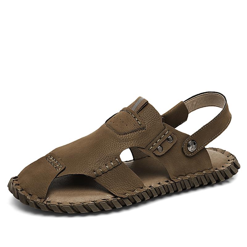 

Мода2024 Лето Полые кожаные туфли Мужские повседневные сандалии Дышащие туфли с отверстиями Сандалии Мужские Туфли ручной работы Сандалии Большой размер 38-46 46 коричневый