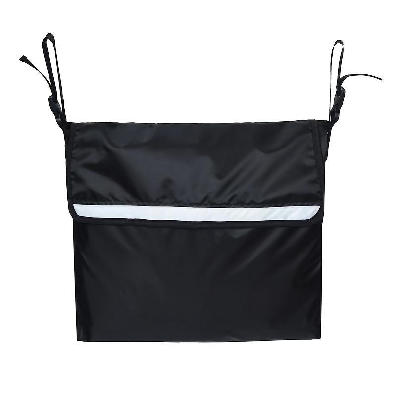 Black Oxford Cloth Wheelchair Storage Bag Large Capacity, with Net Pocket & Strap, for Elderly. Hand Wash or Dry Clean.
