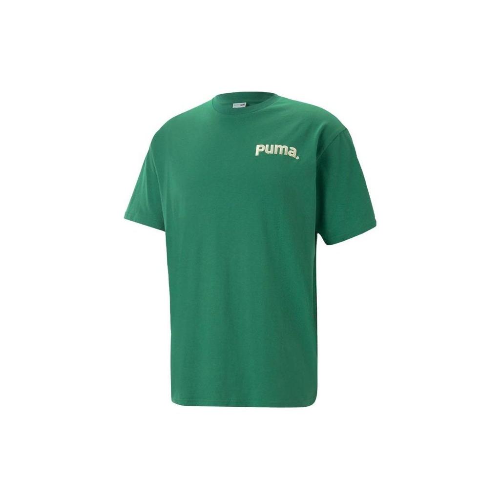 PUMA T Shirts Men's Dark Green Crew Neck Moderate Straight Fit 622536-37