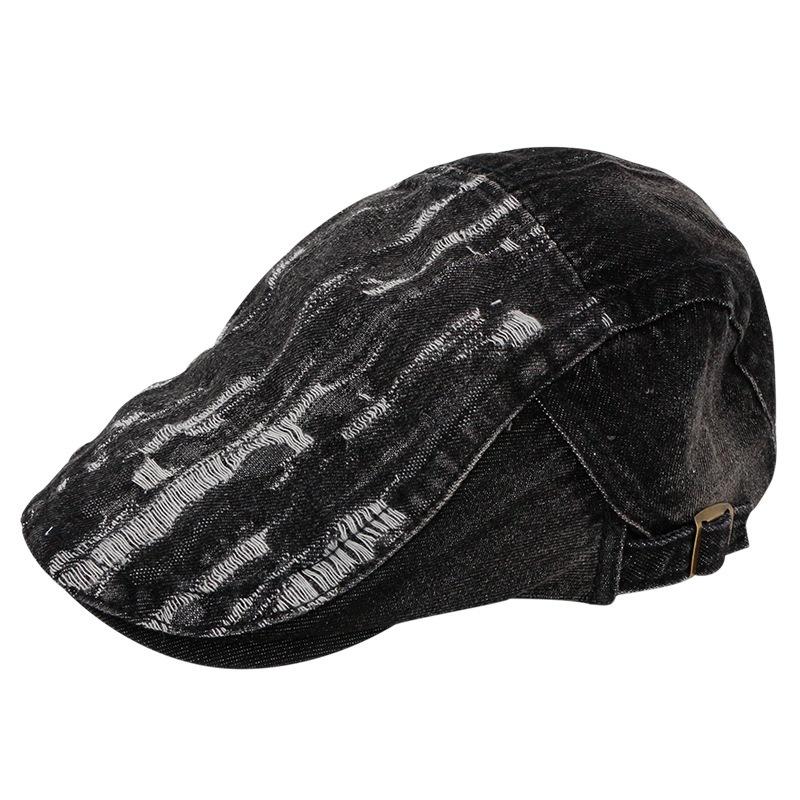 

Европейская и американская личность Рваный джинсовый берет Стирка Мужская и женская кепка в стиле ретро Старая шляпа M（56-58cm）