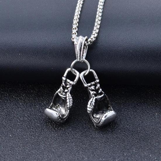 Modische Herren Boxhandschuh Anhänger Kette Halskette Fitness Sport Schmuck Geschenk