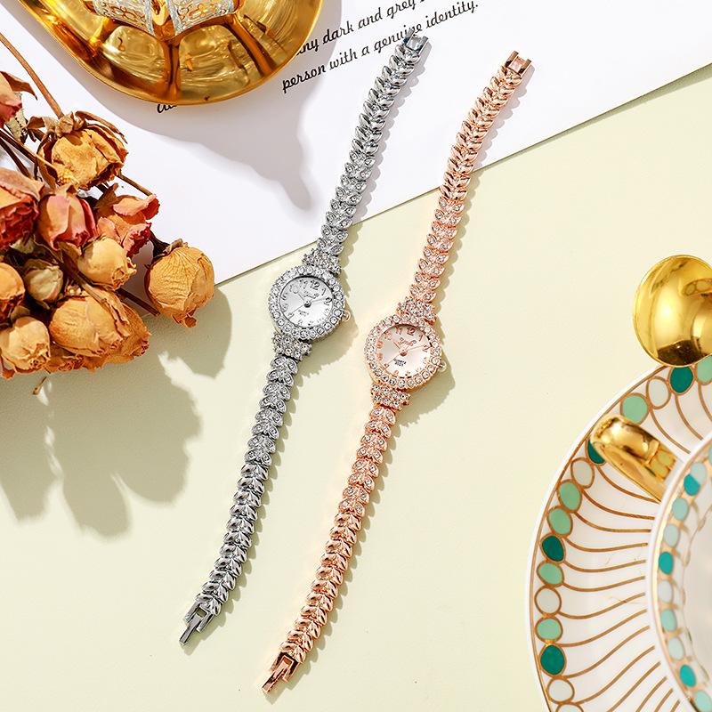 Women Bracelet Watches Rhinestone Strap Quartz Wristwatches Ladies Clock Gift Round Dial Watch