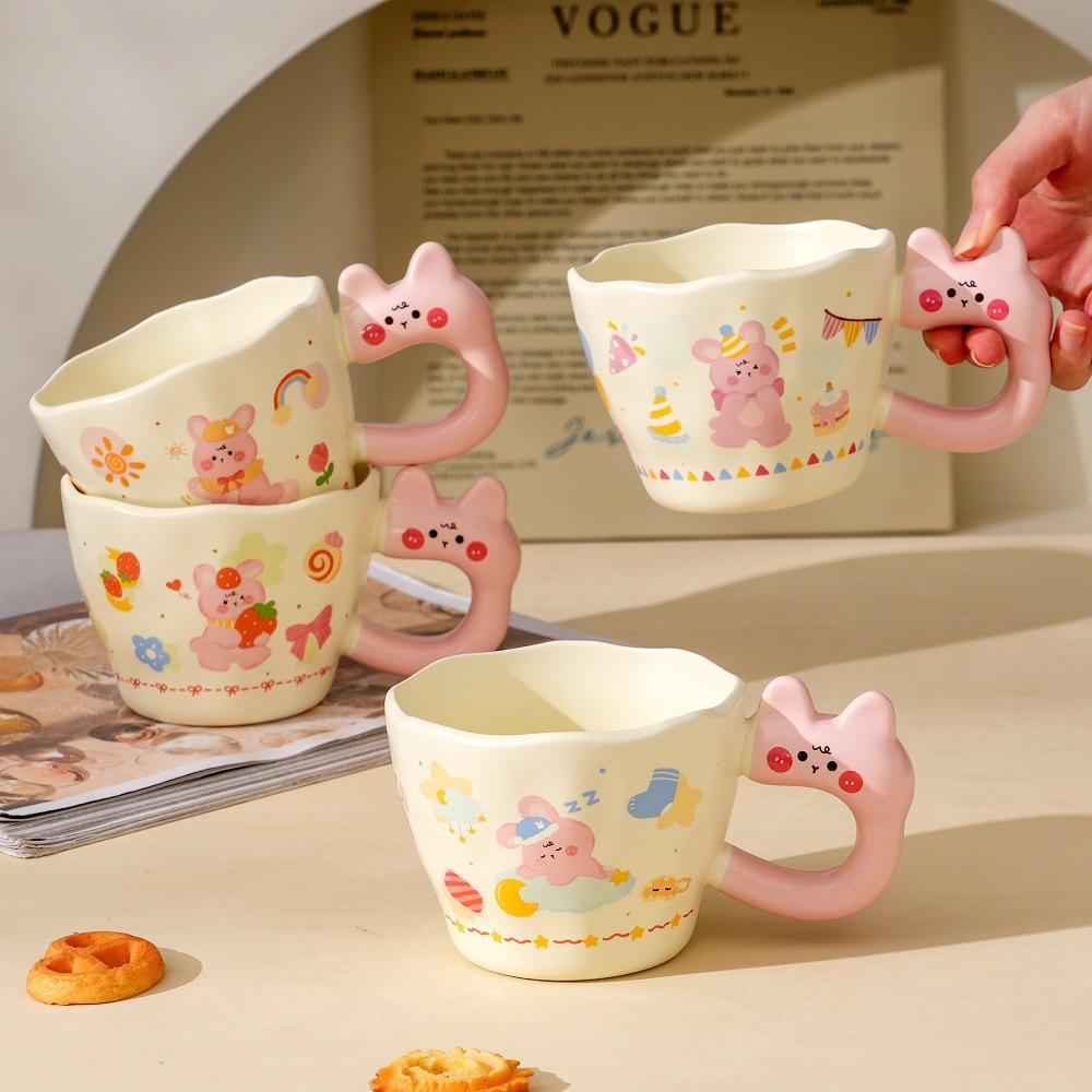 Rabbit children's gift cartoon ceramic mug cute high-value water cup home student breakfast cup souvenir