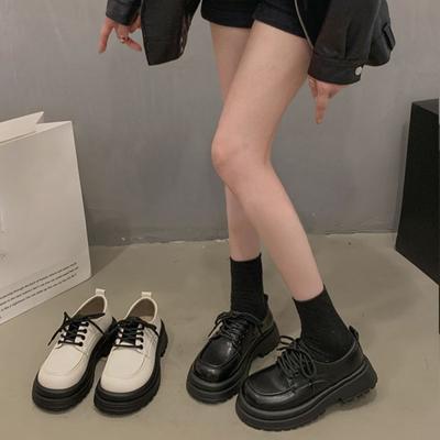 Heightened Single Layer Shoes Women's Spring New Retro Easy Matching Students Comfortable Platform Round Toe Leather Shoes Tide