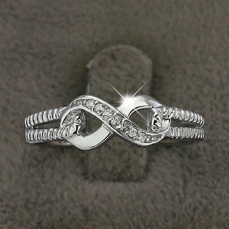 Elegant Silver Alloy Infinity Ring With Sparkling For Trendy Fashion Lovers