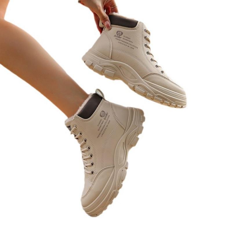 Hohe Baumwollstiefel für Damen, gefütterte und verdickte neue Winter-Schneestiefel, vielseitige Plüsch-Baumwollschuhe mit dicker Sohle für Damen