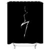 Minimalist Silhouette Design Waterproof Shower Curtain Heat Resistant Machine Washable Non-Transparent 180x180cm