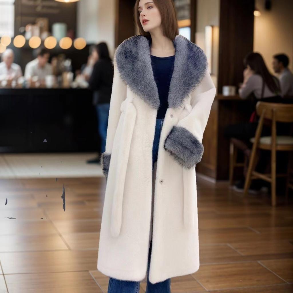 Female Fox Collar Full Mink Fur Luxurious Temperament Faux Fur Coat