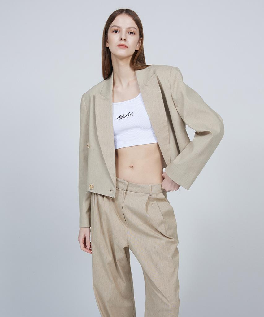 Meuameu [Essential] Linen Signature Pin Tuck Slacks