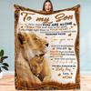 No Import chargesLocal Warehouse1pc To My Son From Mom Flannel Blanket - Vintage Lion Design with Heartfelt Message, Warm Cozy