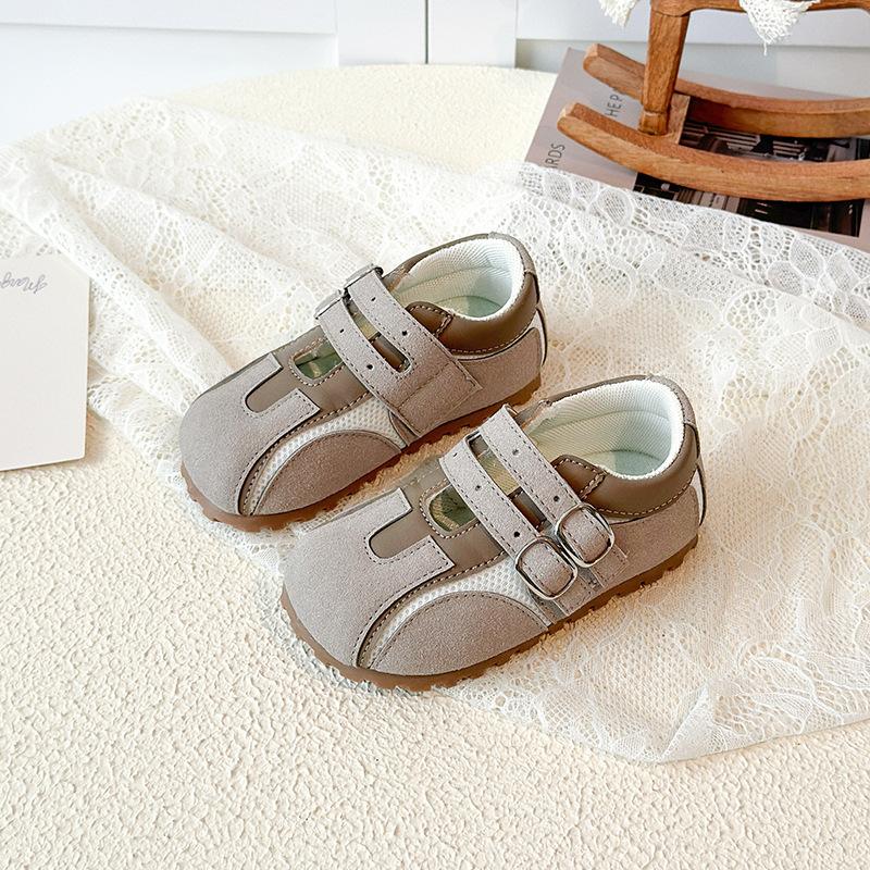 Kids Breathable Mesh Hook and Loop Casual Sneakers 22 серый