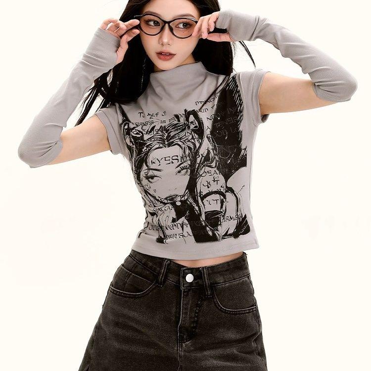 Sexy Women T-shirts Casual Girls Y2K Tops Workout Street Wear Fashion Lady Party Wear Tops Tees