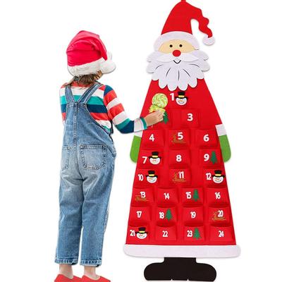DIY Felt Santa Claus Christmas Advent Calendar with 24 Pockets DIY Xmas Decoration Ornaments Kids Toy Christmas Hanging Calendar