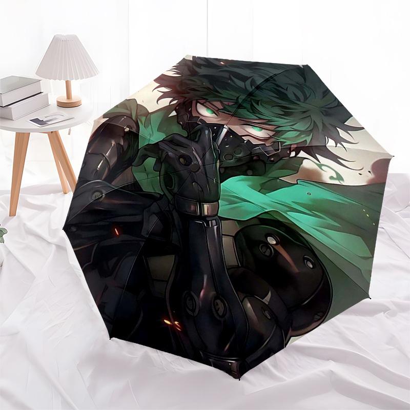 1pc My Hero Academia Izuku Midoriya Theme Outdoor Umbrella - Automatic Opening/Closing, Collapsible 3-Fold Design with Iron Frame - Perfect Gift for F