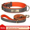 Personalized Dog ID Collar With Leash Soft Padded PU Leather Dogs Collar and Leash Set Anti-lost Tag For Small Medium Large Dogs