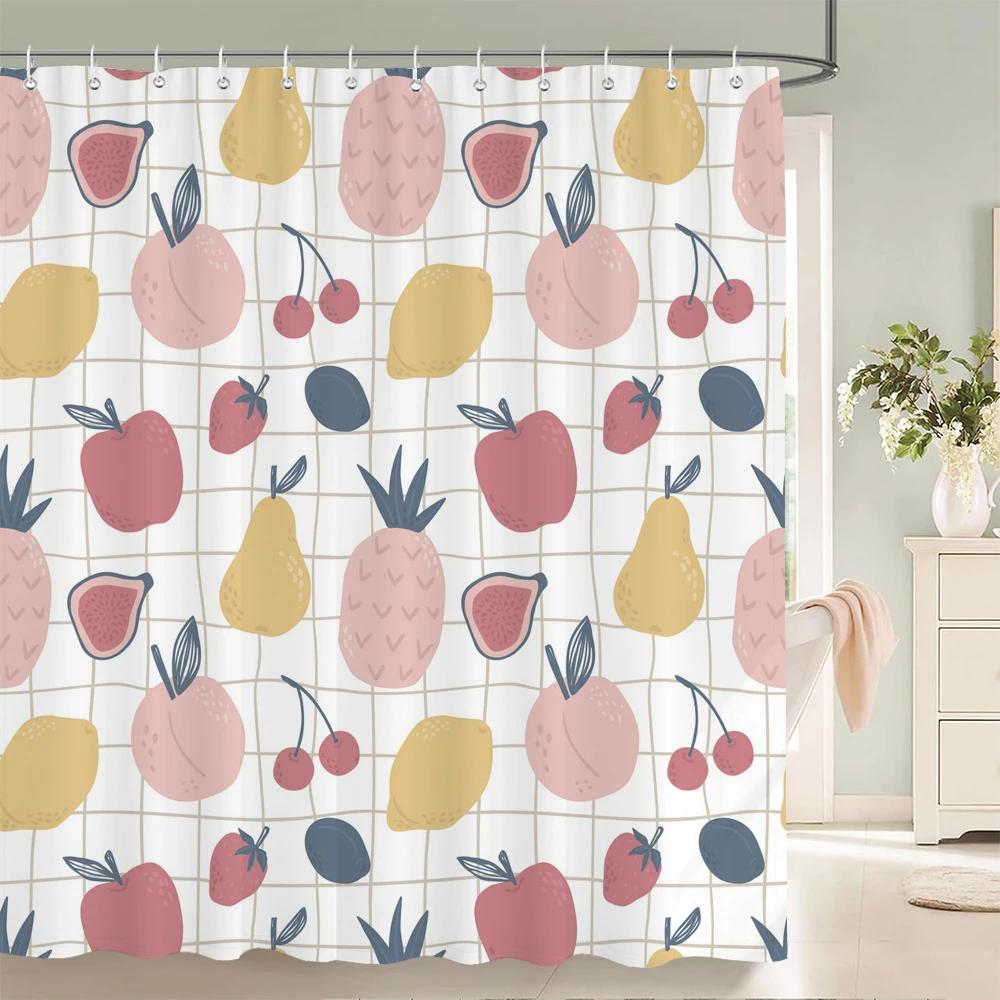 Modern Fresh Fruit lemon Bath Curtain Waterproof Fabric Shower Curtain With 12 Hooks Bathtub Screen for Bathroom Home Decorate