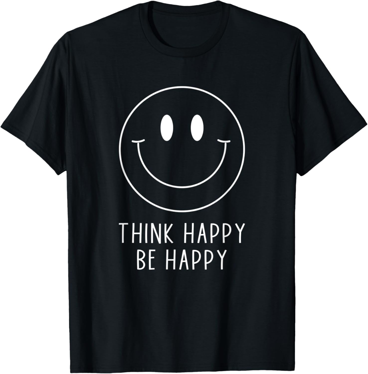 Think Happy Be Happy Minimalist Smile Face Cute Motivational T-Shirt S разноцветный